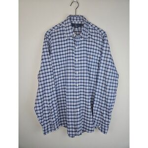 Ralph Lauren Mens Blue White Red Plaid Classic Fit Button Down Shirt Large L L/G